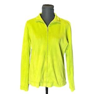 Lady Divots Green Full Zip Front Golf Jacket Size L Pima Cotton Lightweight